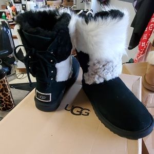 Lace up swavorski crystal black white grey